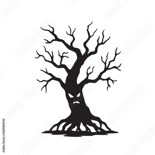 Old haunted tree, silhouette vector illustration