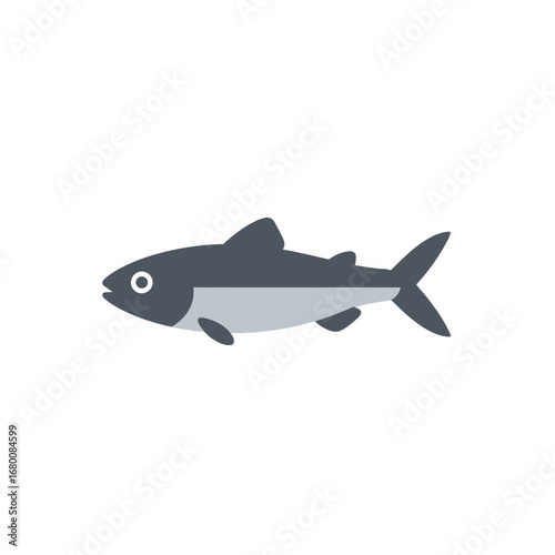 Simple, stylized illustration of a fish, likely a mackerel or similar species, presented in profile view.