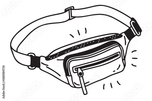 Line art depiction of a versatile waist bag, perfect for hands-free carrying essentials. Secure zippered compartments offer convenience for daily activities
