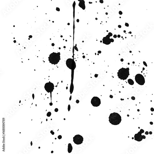 Ink drops and splashes. black Blotter spots, liquid paint drip drop splash and ink splatter on transparent. Artistic dirty grunge abstract spot. monochrome drip splash, splat messy inkblot