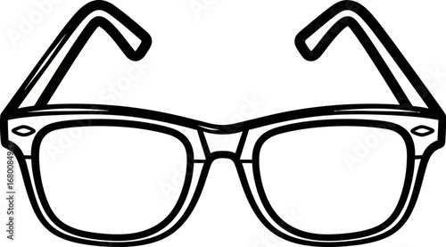 Bold Black Outline Square Eyeglasses Illustration