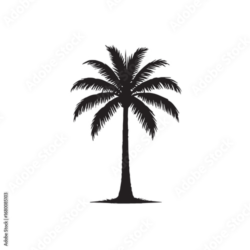 palm tree coconut style, silhouette vector illustration