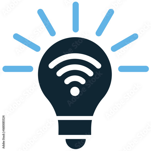 Smart light icon vector for home automation, energy saving, and ambiance control. Useful for illustrating a modern light with connected technology