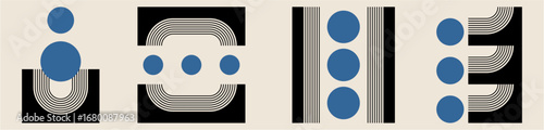 Stripe bend line art with round circle Abstract minimal element mid century vector for retro aesthetics, minimal art, and graphic design. Useful for illustrating a timeless, classic feel.
