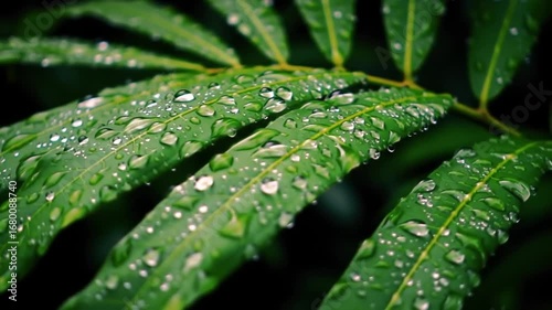 Lush Green Foliage Adorned With Refreshing Water Droplets Macro