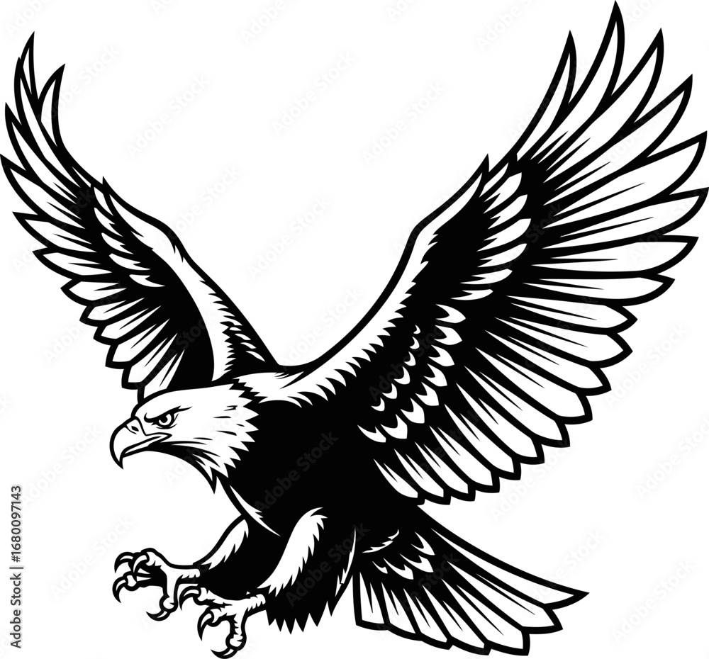 Obraz premium Powerful Eagle in Flight, Detailed Design