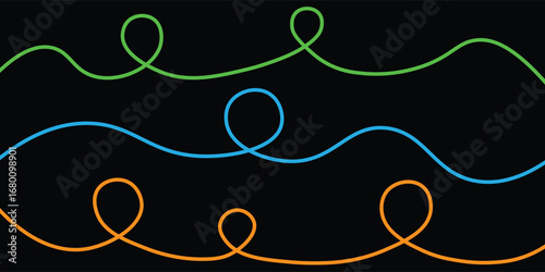 Wavy curvy long squiggles line, loopy line, wave line - stock vector. abstract wavy line. long hand drawn squiggle. vector illustration on transparent background	
