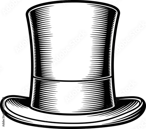 Classic Black and White Top Hat Illustration