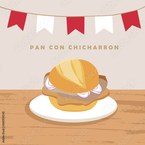 Pan con Chicharron desayuno peruano