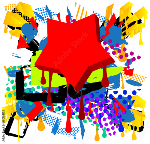 Star graffiti. Abstract modern street art decoration performed in urban painting style.