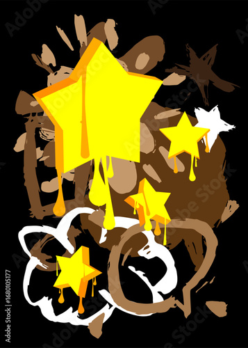 Star graffiti. Abstract modern street art decoration performed in urban painting style.