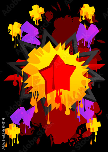 Star graffiti. Abstract modern street art decoration performed in urban painting style.