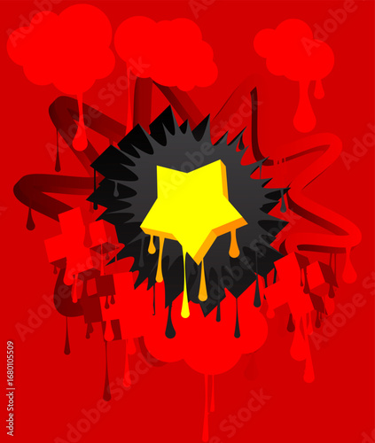Star graffiti. Abstract modern street art decoration performed in urban painting style.