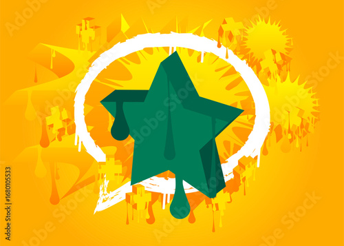 Star graffiti. Abstract modern street art decoration performed in urban painting style.