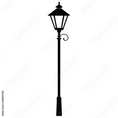 Black ornate street lamp silhouette light illumination