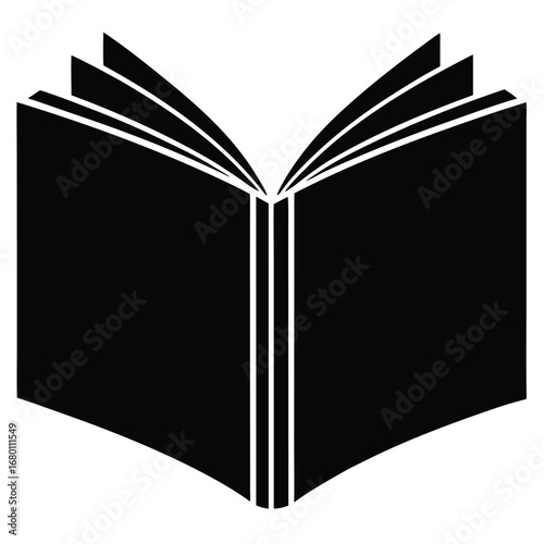 Open book black vector white illustration