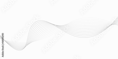 Modern abstract background featuring a digital wave made of glowing dots over a dark blue theme ideal for web and design use