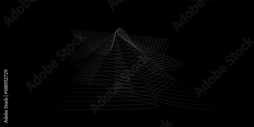 Modern abstract background featuring a digital wave made of glowing dots over a dark blue theme ideal for web and design use