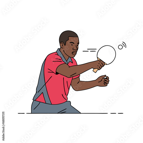 Focused determined athlete playing table tennis with skill and precision vector art