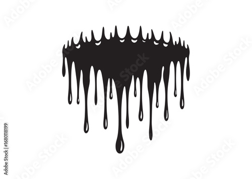 Dripping blood silhouette vector illustration with melting liquid borders, spooky horror theme, flowing black ink style for Halloween design.