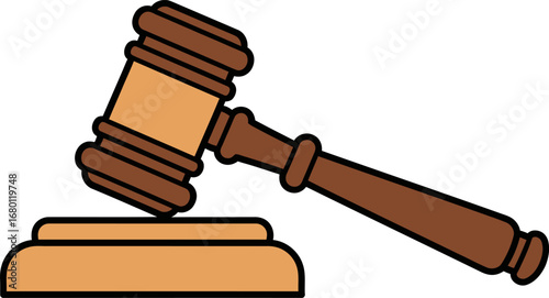 Cartoon Wooden Gavel and Sounding Block Illustration