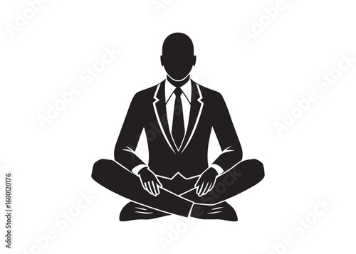 Businessman silhouette sitting on the floor vector illustration for stress, tiredness, and office burnout concepts.