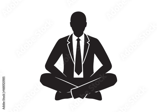Businessman silhouette sitting on the floor vector illustration for stress, tiredness, and office burnout concepts.