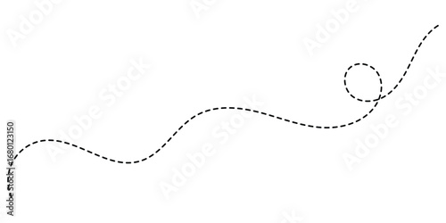 Hand drawn curve dotted line, Spiral dotted line hand drawn, Dotted lines path on white background. Path travel dotted line trip dashed trace destination track plan and silhouette, travelling symbol. 