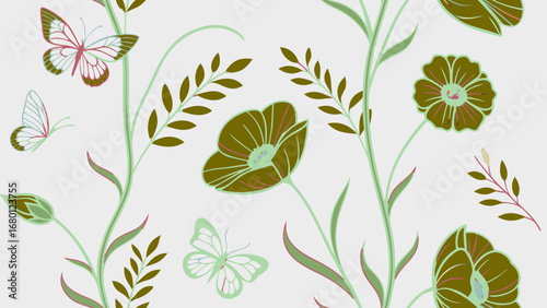 seamless pattern with green leaves