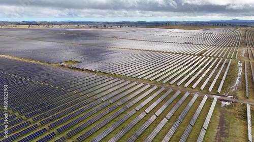 Aerial Drone View of Large Solar Farm in Australia