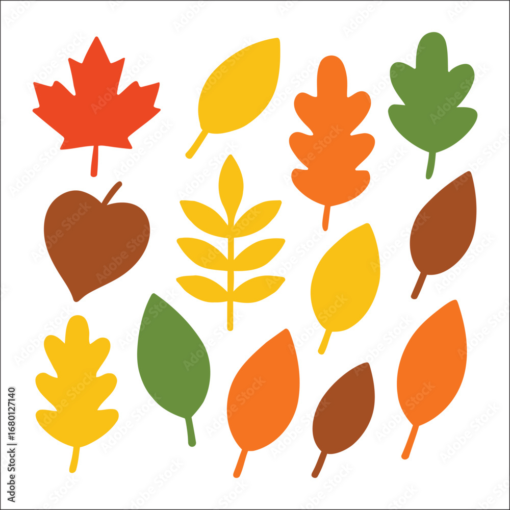 Fototapeta premium Collection of various autumn leaves in different colors and shapes