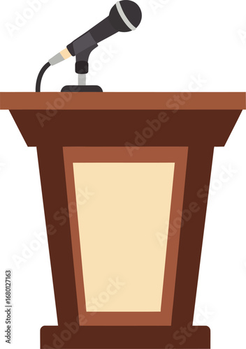 Brown Wooden Podium with Attached Microphone for Speeches