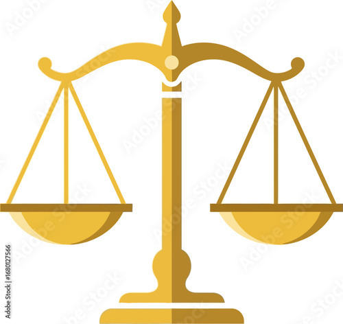 Golden Scales of Justice Icon:  Balance, Equality, Law Symbol