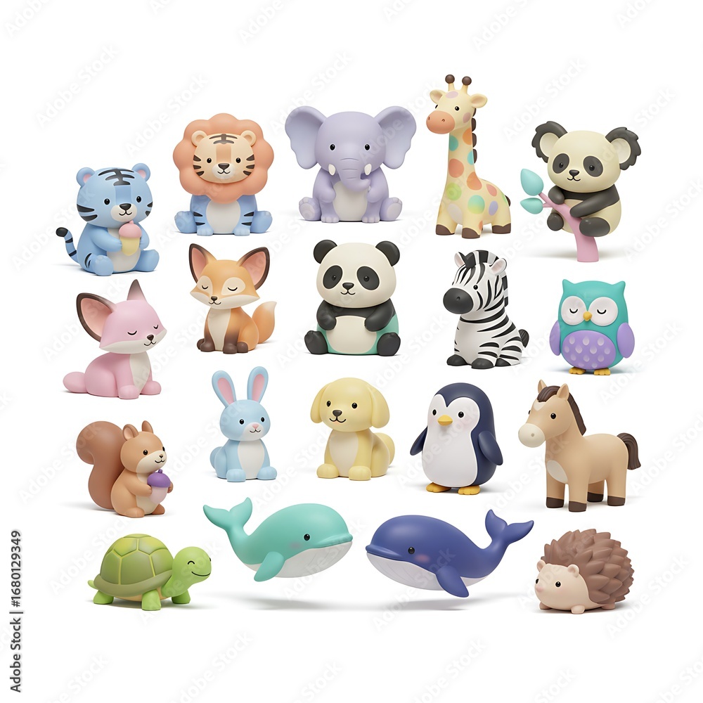 Obraz premium Adorable Miniature Animal Figurines for Playtime and Collection