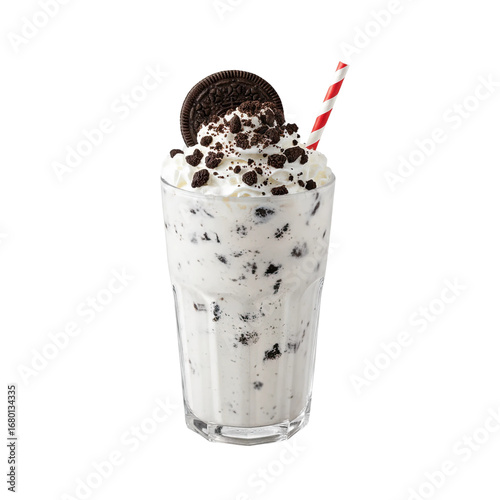 Indulgent Cookies and Cream Milkshake Topped with Whipped Cream and a Cookie