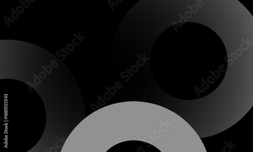 Abstract geometric background with overlapping gray circles on a dark black backdrop