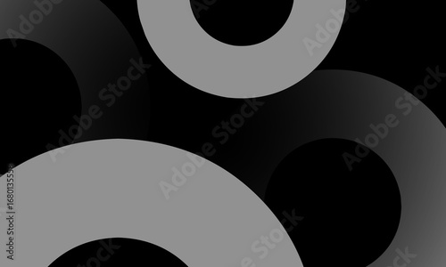 Abstract geometric background with overlapping gray circles on a dark black backdrop