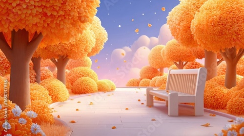Autumn Park Scene with Soft Colors
