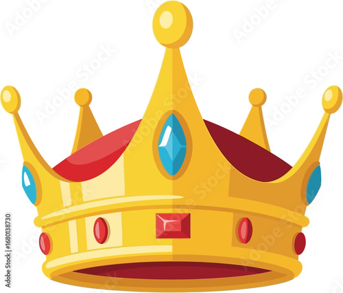 Ornate Golden Crown with Jewels and Red Lining