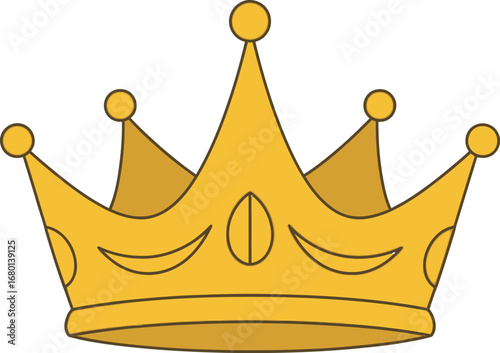 Cartoon Golden Crown with Circular Toppings and Decorative Elements