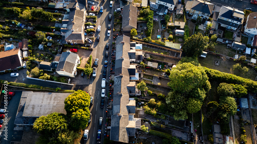 Fototapeta premium Residential Street – Suburban Aerial, Wales