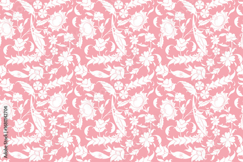 seamless floral arabica damask pattern motif suitable for wallpaper, carpet, cloth, textile, tile, blanket and fabric design isolated illustration vector archive EPS file.