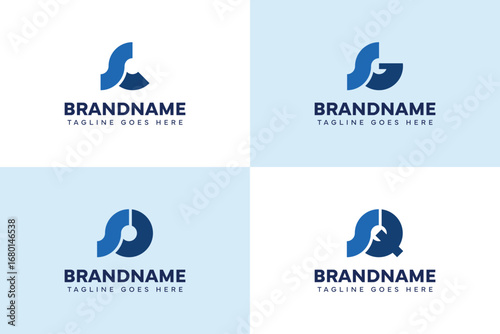 Letters SC SG SO SQ Monogram Logo Set, for CS GS OS QS initials