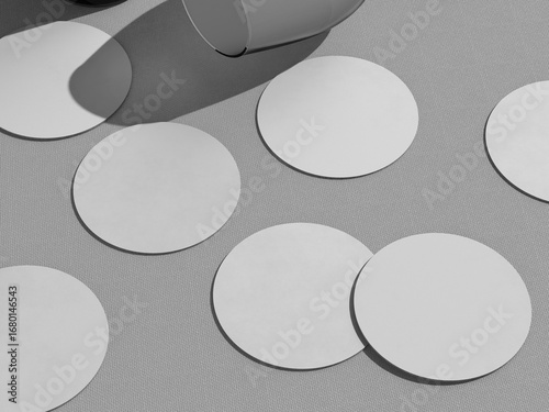 Blank Restaurant Drink Round Coaster Mockup 3D Rendering