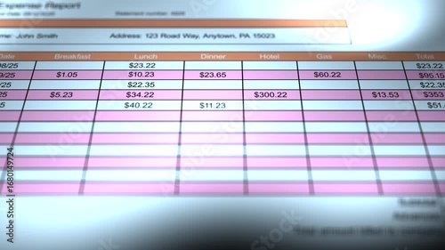 Generic Expense Report from a Business or Corporation