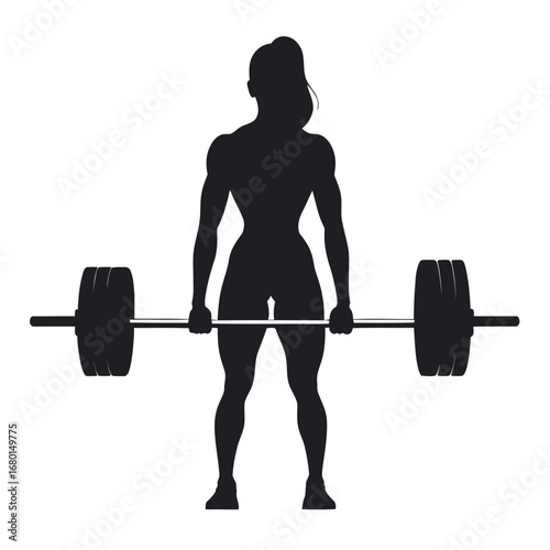 Female Weightlifter Silhouette: Powerful Deadlift Graphic

