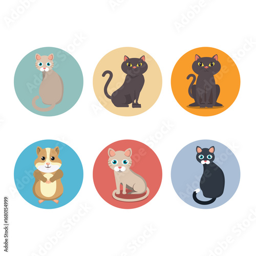 Cute mascots and pet shop icons