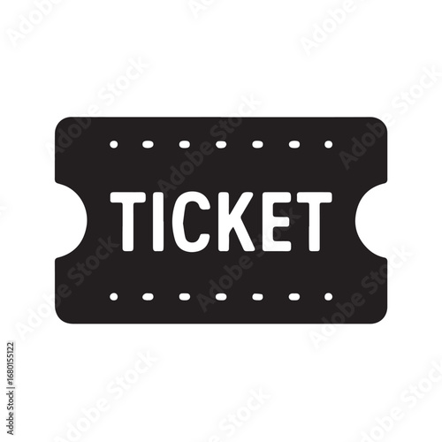 Ticket silhouette black and white vector icon