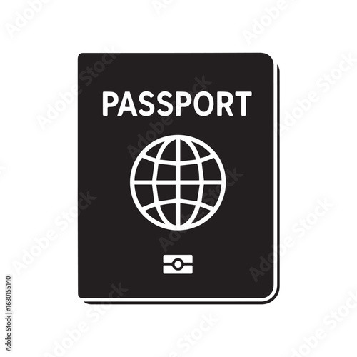 Passport silhouette black and white vector icon