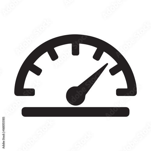Speedometer silhouette black and white vector icon